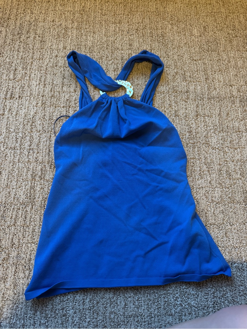SHEIN Royal Blue Halter Tank Top with Ring Detail